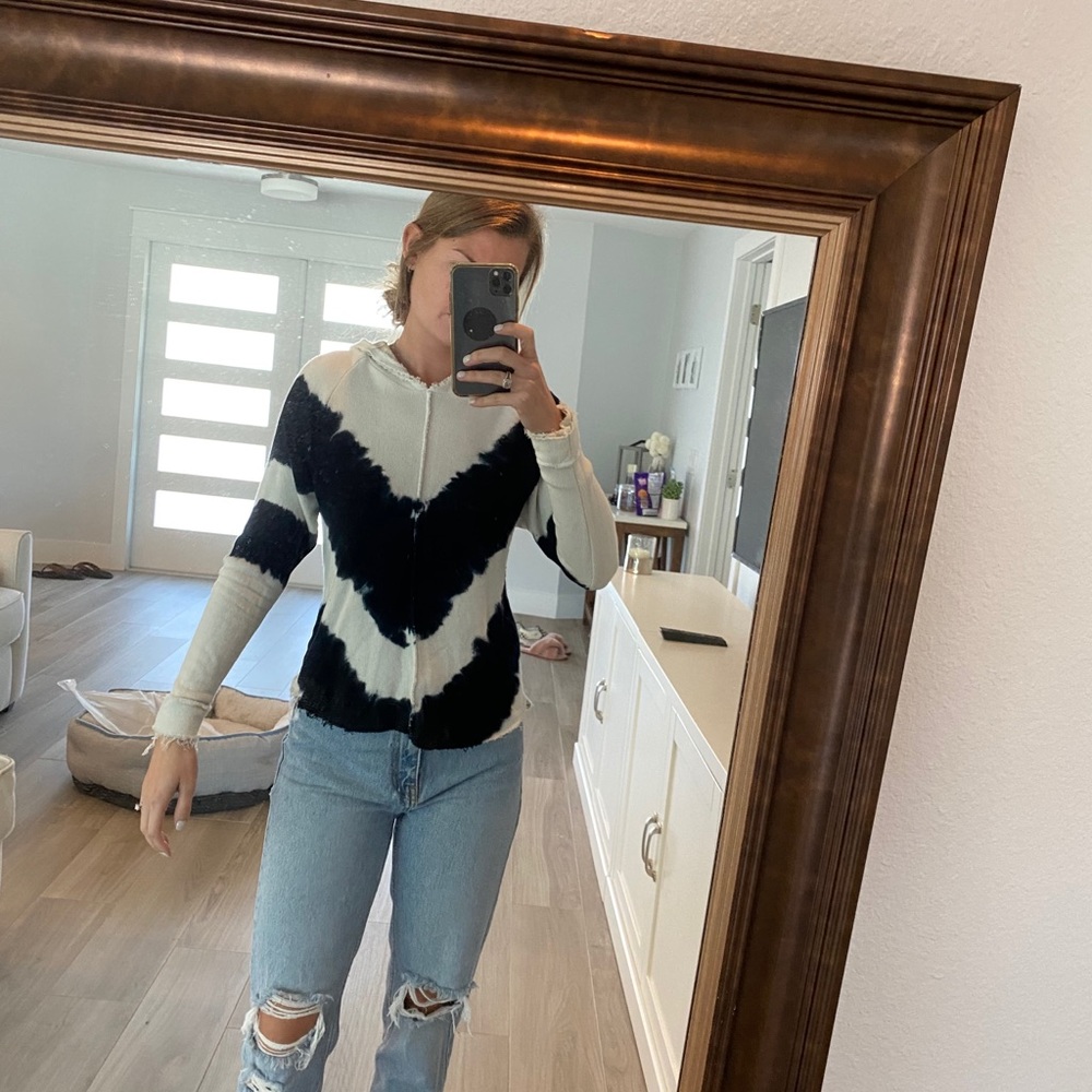 Cream and navy tye dye hoodie